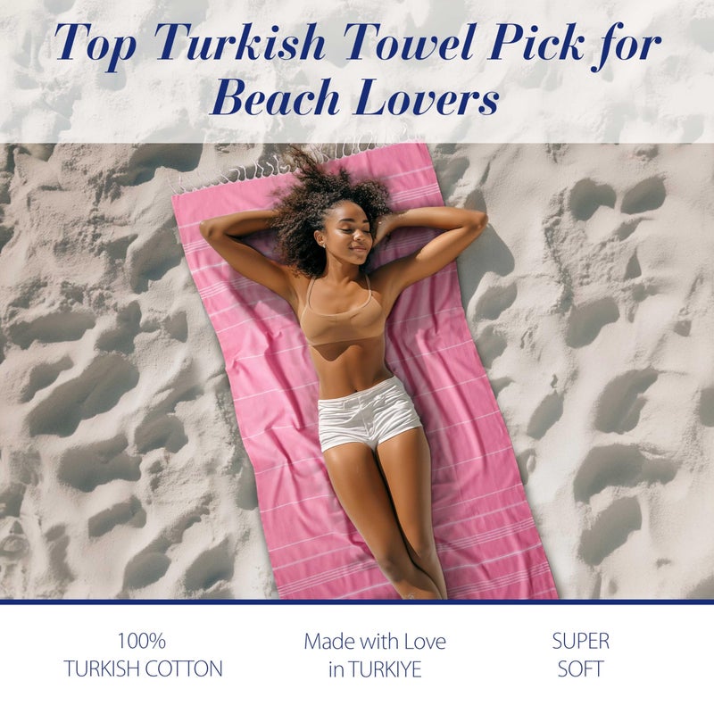 Cacala Lightweight and Thin Turkish Beach Towel 100% Cotton Sand-Free and Quick-Drying Goodness Perfect as an Extra Large Travel Towel, Beach Accessory, or Gift for Beach Lovers, 37 x 70 - Image 3